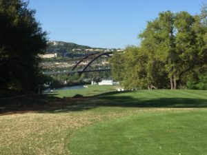 View of Pennybacker Bridge from the 12th tee box. 